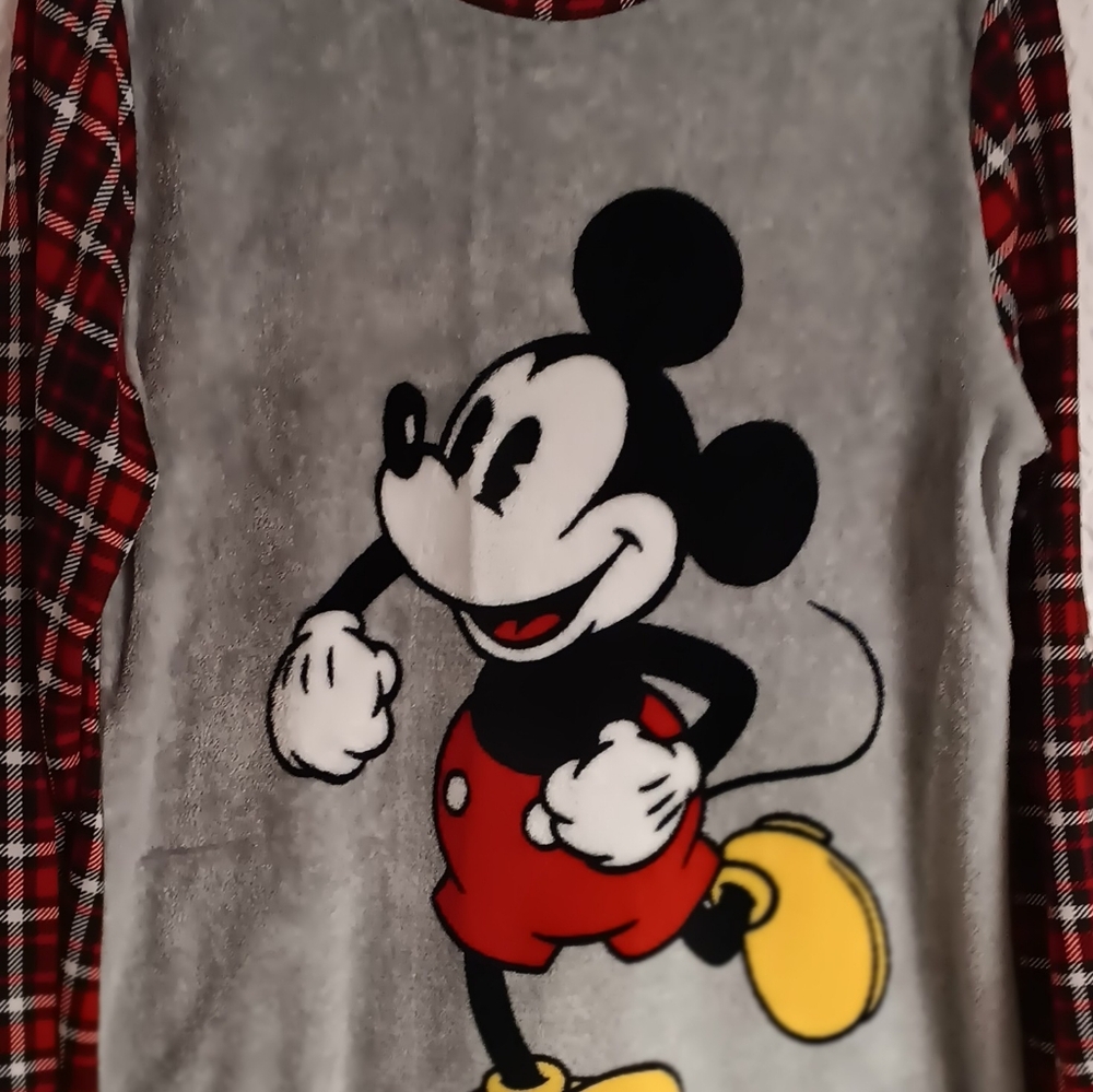 Disney Mickey Mouse Plaid Pajama Set - Red and Gray